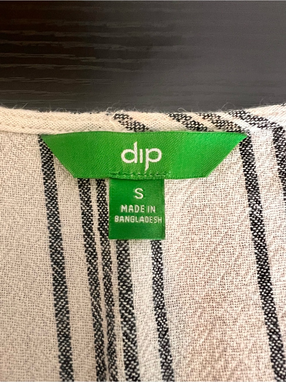 Dip Linen Blend Asymmetrical Striped Button Front Top 🐝 - Picture 3 of 3